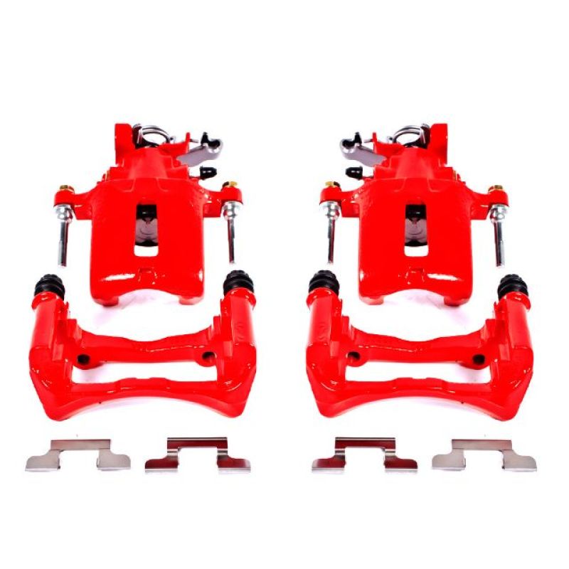 Power Stop 05-14 Ford Mustang Rear Red Calipers w/Brackets - Pair - S4926 for 2005-2014 Ford Mustang - front view