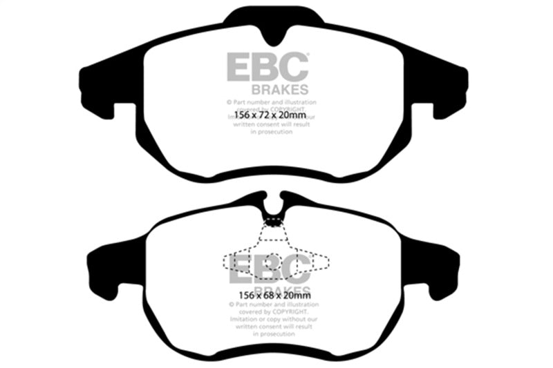 EBC 03 Saab 9-3 2.0 Turbo (Arc) Ultimax2 Front Brake Pads - UD972 for 2003-2011 Saab 9-3 - front view