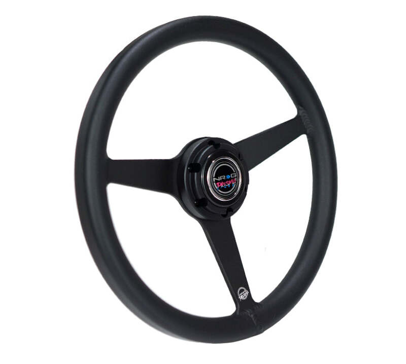 NRG Aluminum Steering Wheel 330mm - Heritage Solid Spoke - Ergonomic Grip - Anadized Black - RST-071-BK - close-up view