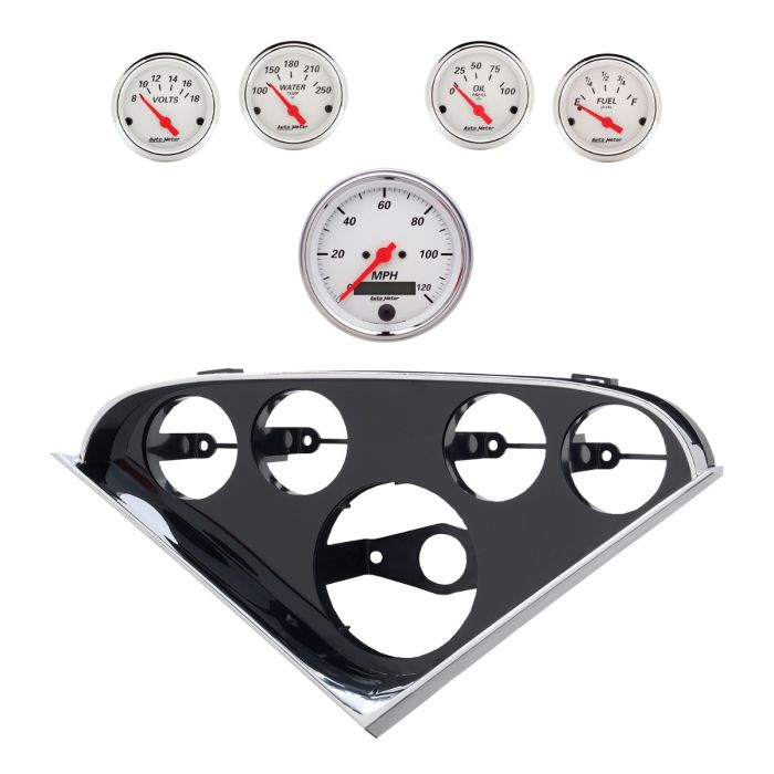 Autometer Arctic White Direct Fit Dash Kit 55-59 Chevy Truck (1 x 3-3/8in. / 4 x 2-1/16in.) - 2208-03