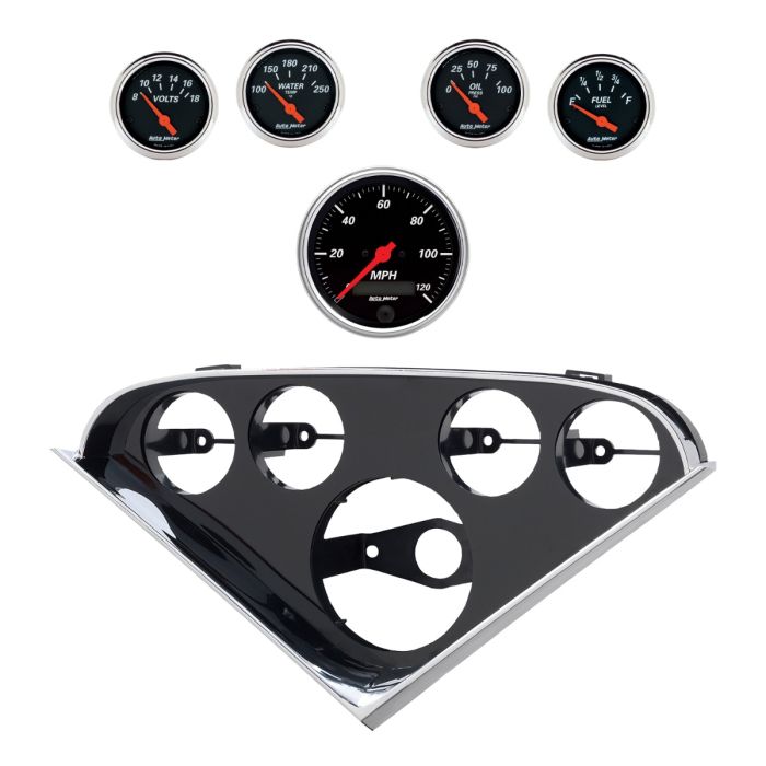 Autometer Designer Black Direct Fit Dash Kit 55-59 Chevy Truck (1 x 3-3/8in. / 4 x 2-1/16in.) - 2208-06