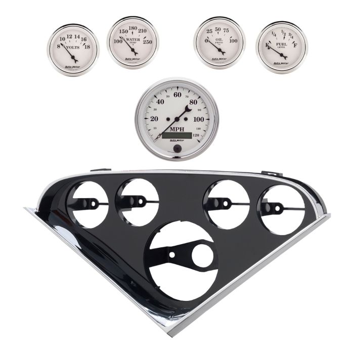 Autometer Old Tyme White Direct Fit Dash Kit 55-59 Chevy Truck (1 x 3-3/8in. / 4 x 2-1/16in.) - 2208-08