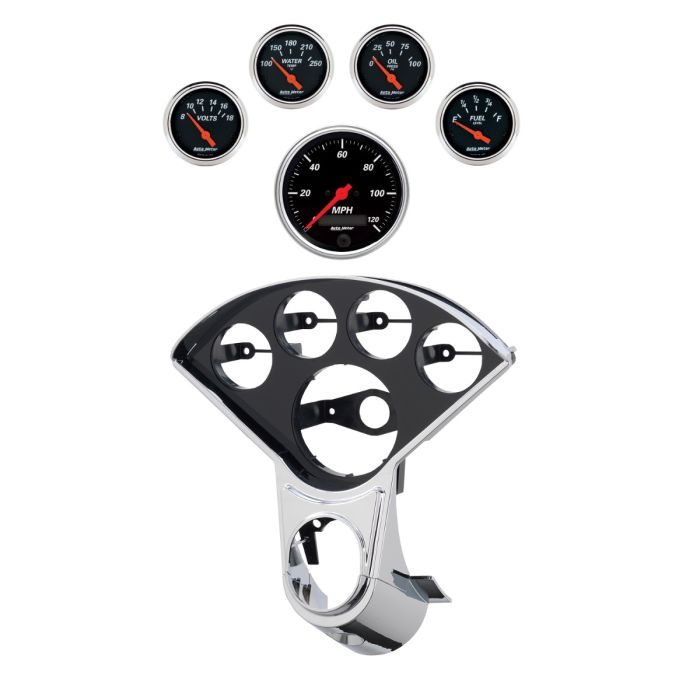 Autometer Designer Black Direct Fit Dash Kit 55-56 Chevrolet (1 x 3-3/8in. / 4 x 2-1/16in.) - 2207-06