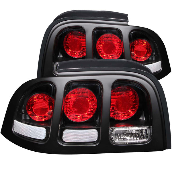 ANZO 1994-1998 Ford Mustang Taillights Black - 221020 for 1994-1998 Ford Mustang - front view