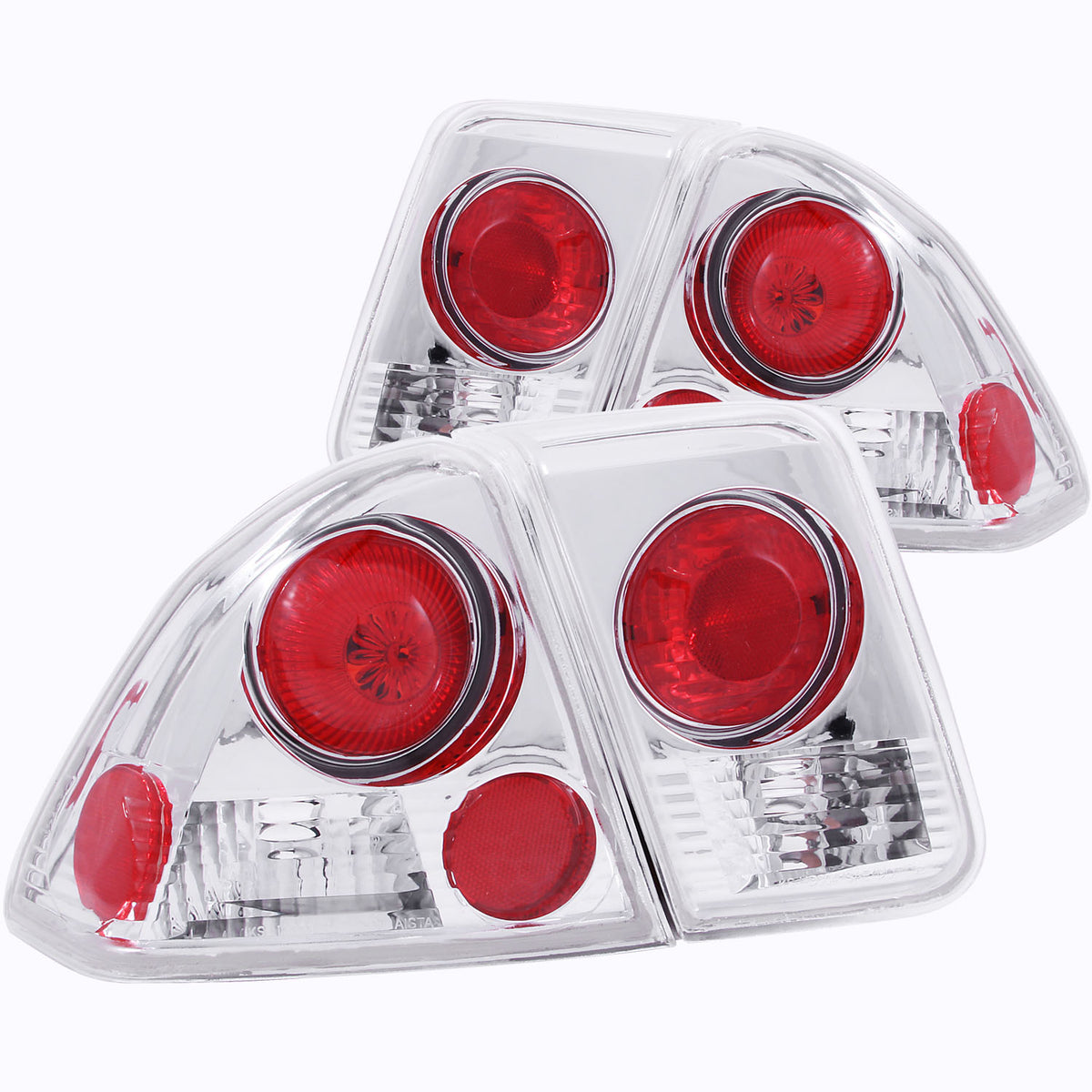 ANZO 2001-2004 Honda Civic Taillights Chrome - 221047 for 2001-2005 Honda Civic - front view