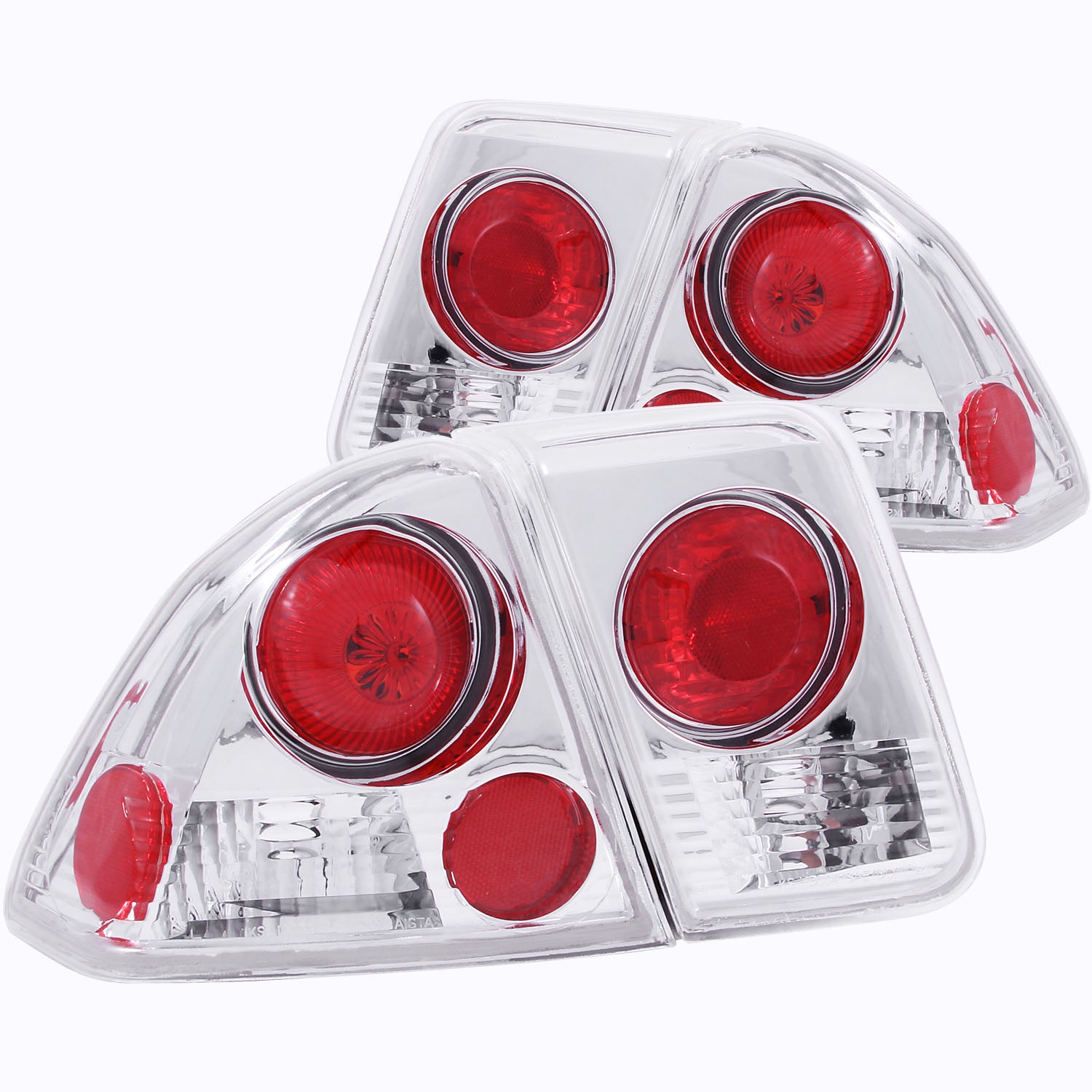 ANZO 2001-2004 Honda Civic Taillights Chrome - 221047 for 2001-2005 Honda Civic - front view