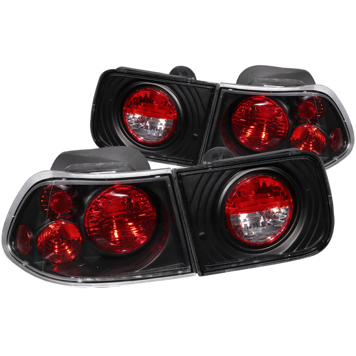 ANZO 1996-2000 Honda Civic Coupe Taillights Black - 221062 for 1996-2000 Honda Civic - front view