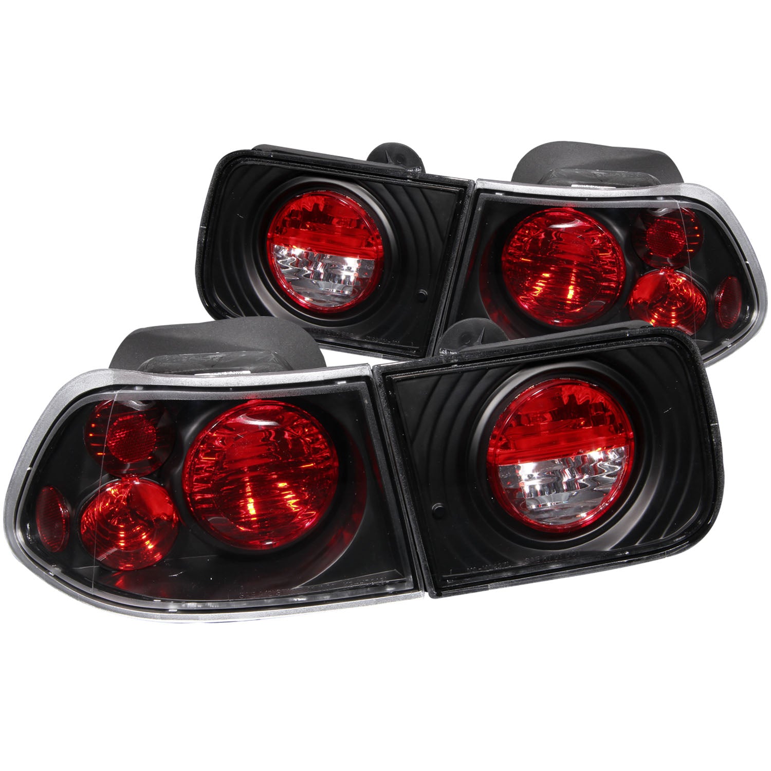 ANZO 1996-2000 Honda Civic Coupe Taillights Black - 221062 for 1996-2000 Honda Civic - front view