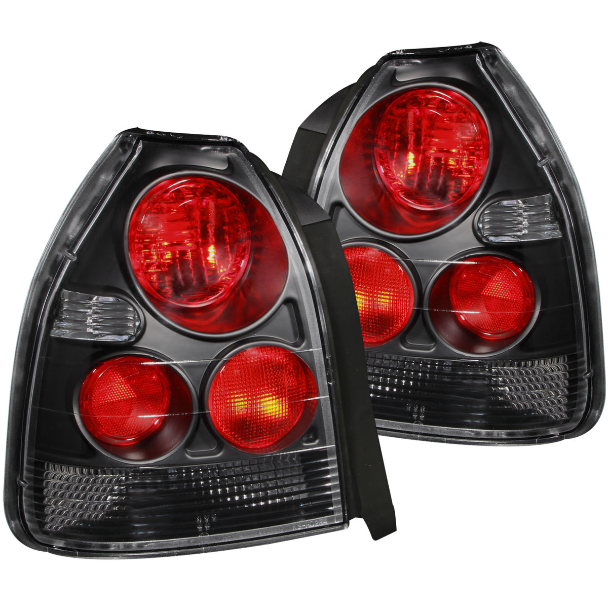 ANZO 1996-2000 Honda Civic Taillights Black - 221065 for 1996-2000 Honda Civic - front view