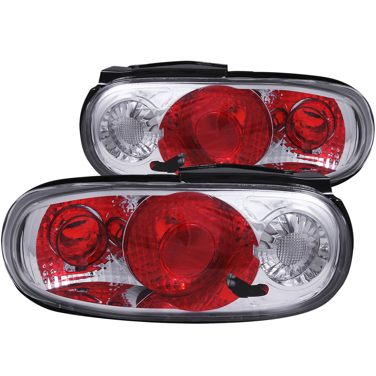 ANZO 1990-1997 Mazda Miata Taillights Chrome - 221075 for 1990-1997 Mazda Miata - front view