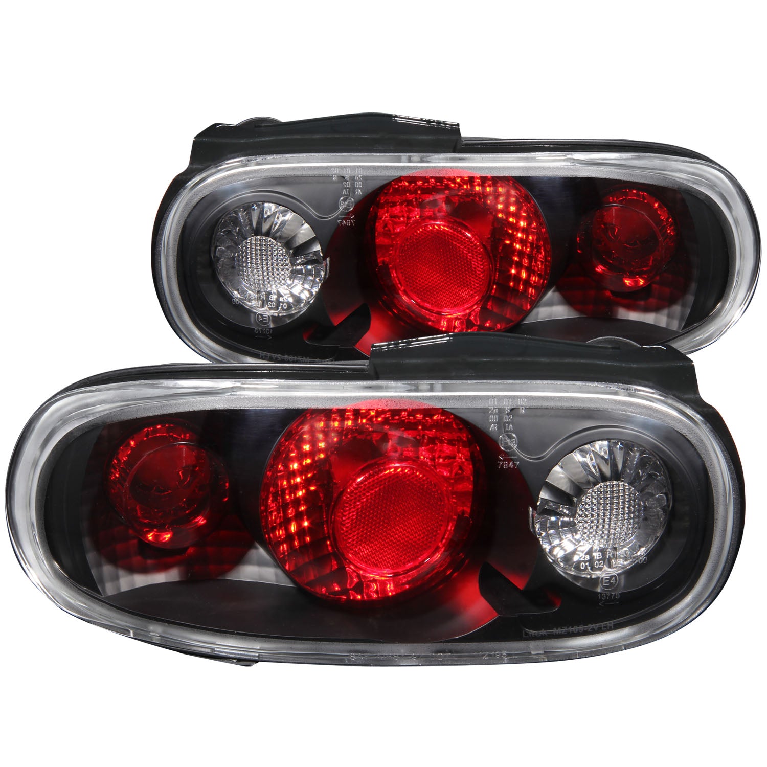 ANZO 1990-1997 Mazda Miata Taillights Black - 221077 for 1990-1997 Mazda Miata - front view