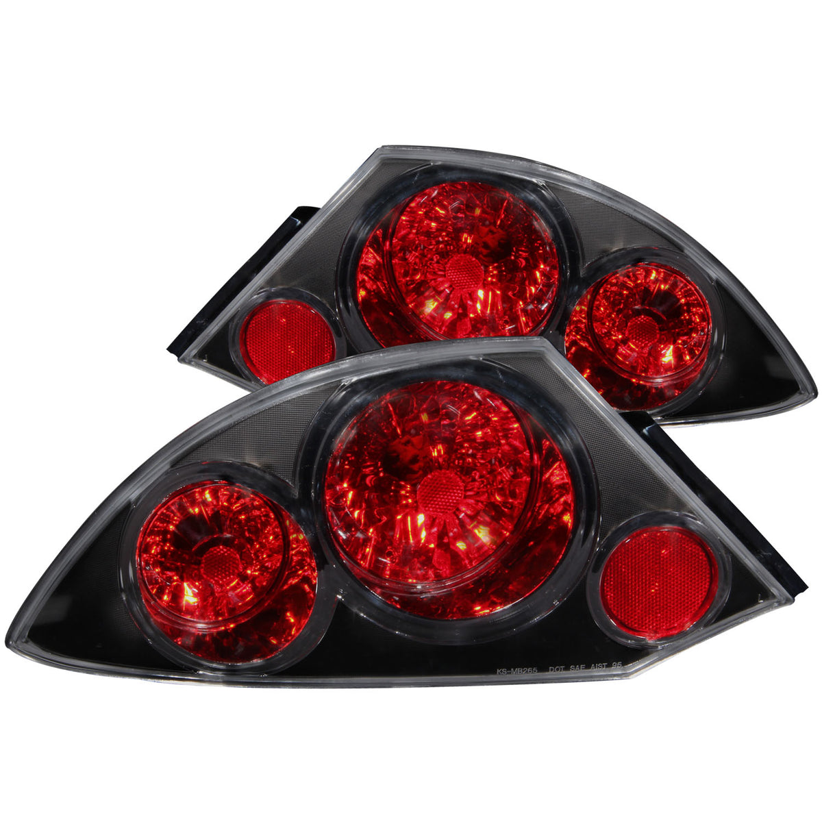 ANZO 2000-2005 Mitsubishi Eclipse Taillights Black - 221081 for 2000-2005 Mitsubishi Eclipse - front view