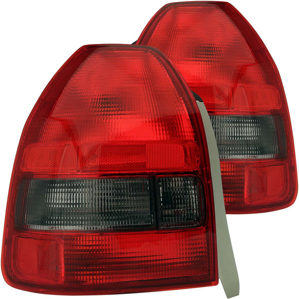 ANZO 1996-2000 Honda Civic Taillights Red/Smoke - 221193 for 1996-2000 Honda Civic - front view