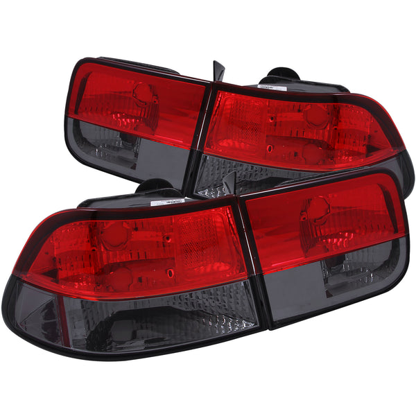ANZO 1996-2000 Honda Civic Taillights Red/Smoke - 221206 for 1996-2000 Honda Civic - front view