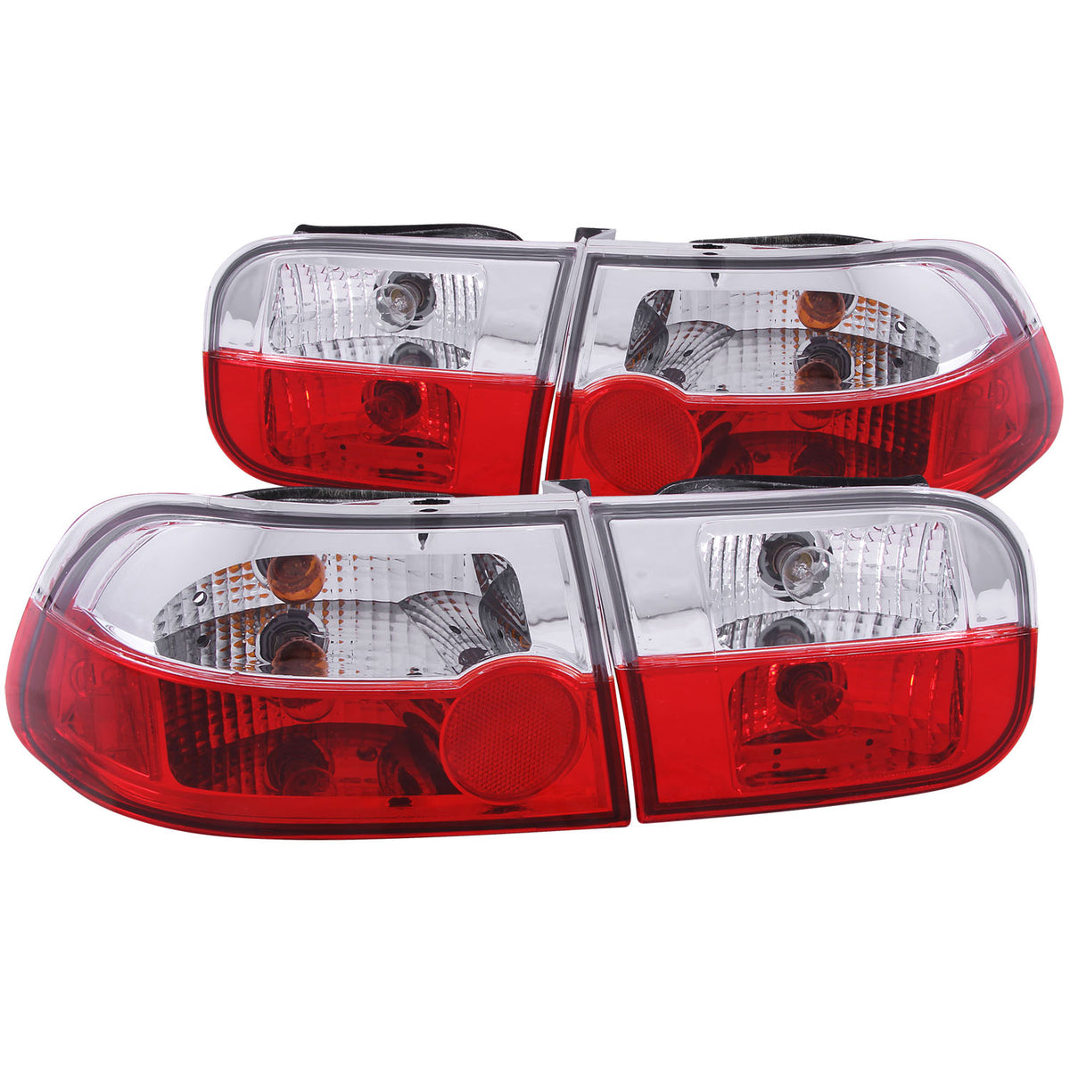 ANZO 1992-1995 Honda Civic Taillights Red/Clear - 221220 for 1992-1995 Honda Civic - front view