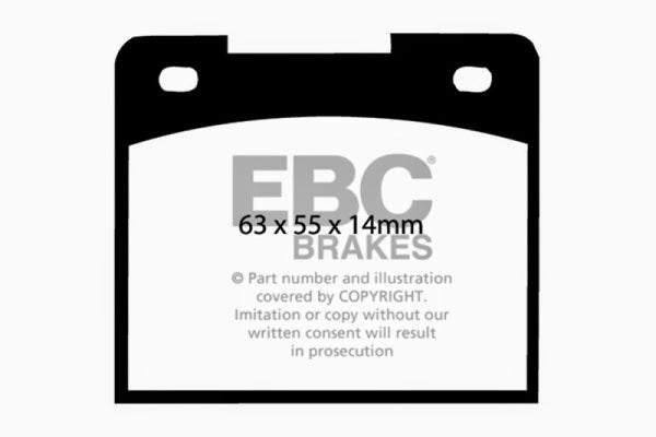 EBC 66-74 Lotus Elan 1.6 Yellowstuff Front Brake Pads - DP4114R for 1966-1974 Lotus Elan - front view