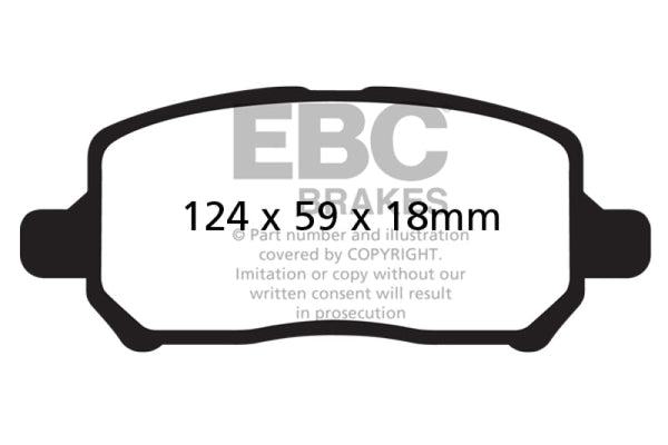 EBC 05-10 Chevrolet Cobalt 2.2 4 Lug Yellowstuff Front Brake Pads - DP41660R for 2005-2010 Chevrolet Cobalt - front view