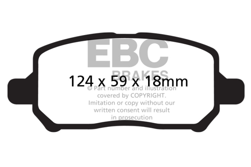 EBC 04-06 Chevrolet Cobalt 2.0 Supercharged Ultimax2 Rear Brake Pads - UD1033 for 2004-2012 Chevrolet Malibu - front view