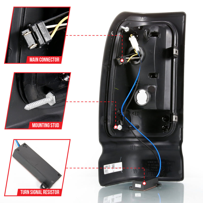 ANZO 1994-2001 Dodge Ram 1500 LED Taillights Plank Style Black w/Smoke Lens - 311340