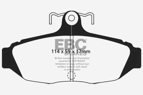 EBC 87-93 Ford Mustang 5.0 Yellowstuff Rear Brake Pads - DP41172R for 1987-1993 Ford Mustang - front view