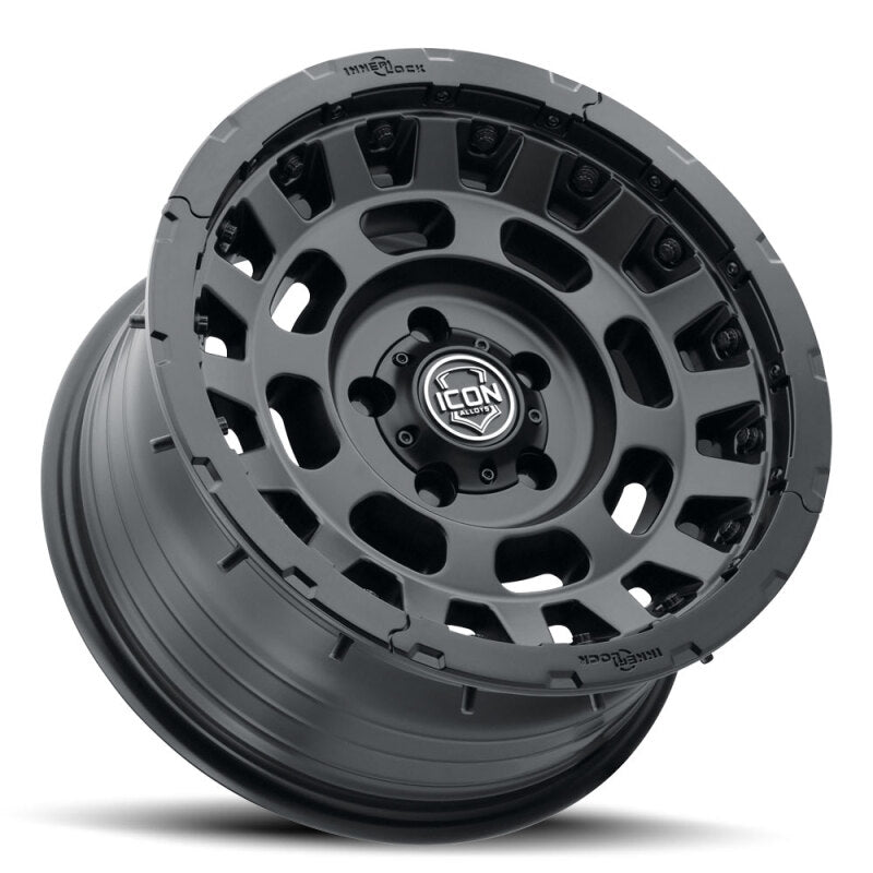 Icon Hammer Pro 17x8.5 / 6x5.5 / 25mm / 5.75in BS - Satin Black - 21017859057SB for 2024-2025 Lexus GX - angle view