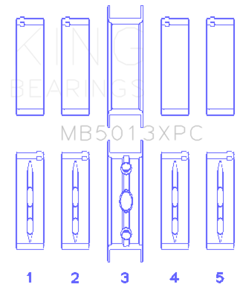 King GM Vortec / LS-Series Gen III / IV Crankshaft Main Bearing Set (Set of 5) - MB5013XPCSTDX