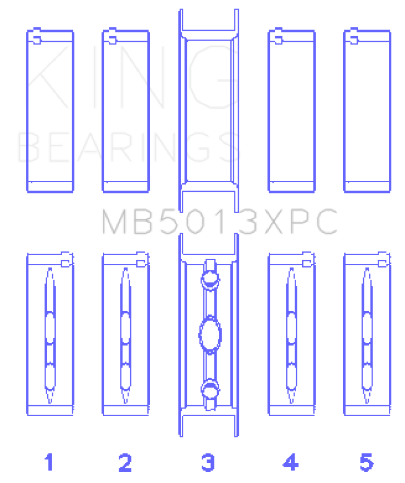King Chevy LS1 / LS2 / LS6 (Size STD) Performance Main Bearing Set w/ pMaxKote - MB5013XPC