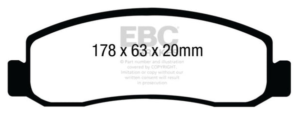 EBC 08-10 Ford F250 (inc Super Duty) 5.4 (2WD) Greenstuff Front Brake Pads - DP61892 for 2010-2013 Ford F 350 - front view