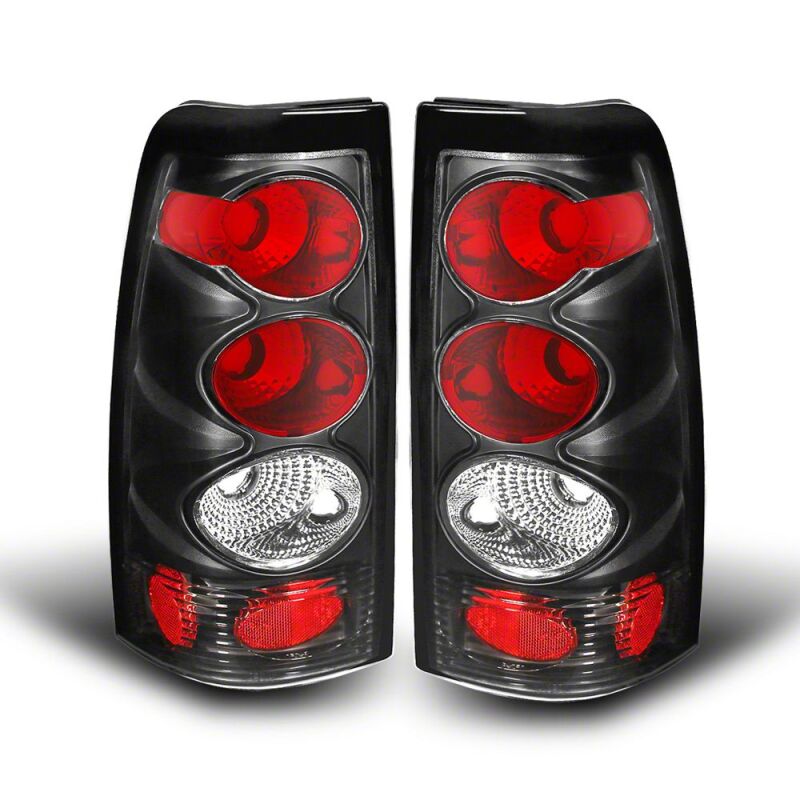 Raxiom 99-02 Chevrolet Silverado 1500 Fleetside Axial Series Tail Lights- Black- Smoked Lens - S112735 - front view
