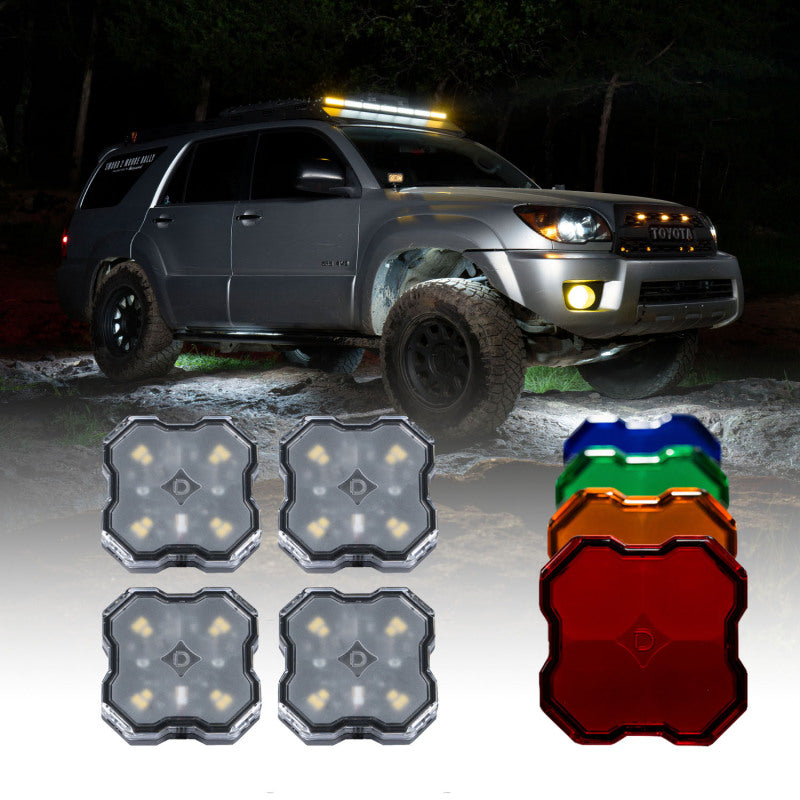 Diode Dynamics Stage Series SXS Rock Light Installer Kit - White Diffused M8 (4-pack) - DD7750