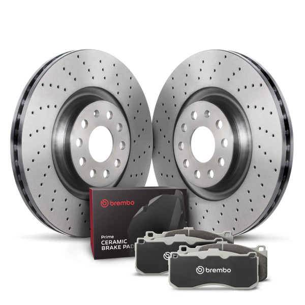 Brembo OE 15-20 Audi A3 Quattro/15-20 S3/15-19 Golf R/15-21 GTI Front Disc Brake Kit - KTX0138 for 2015-2023 Volkswagen GTI