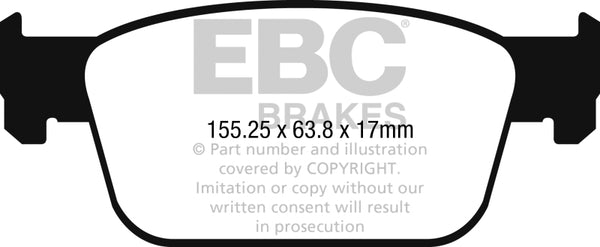 EBC 2017+ Audi A4 2.0L Turbo (B9) Redstuff Front Brake Pads - DP32273C for 2017-2020 Audi A4 - front view