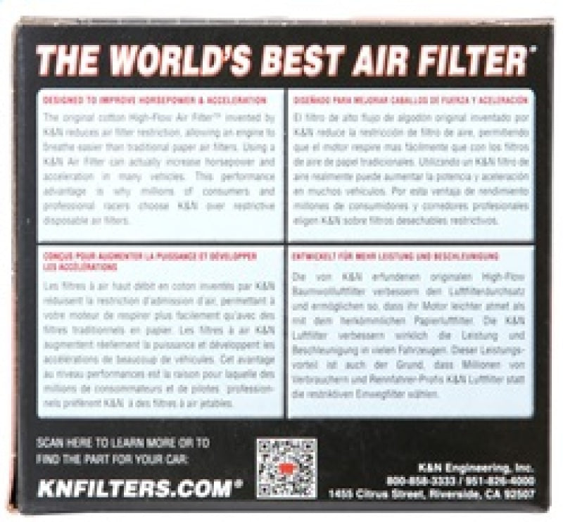 K&amp;N Universal Chrome Filter 2.063in Flange ID x 3.5in Base OD x 2in Top OD x 4in H - RC-1200