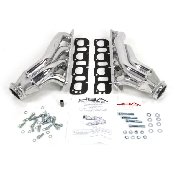 JBA 05-14 Chrysler 6.1/6.4L HEMI 1 7/8in Primary Silver Ctd Cat4Ward Header - 1965SJS for 2006-2014 Dodge Charger - front vie