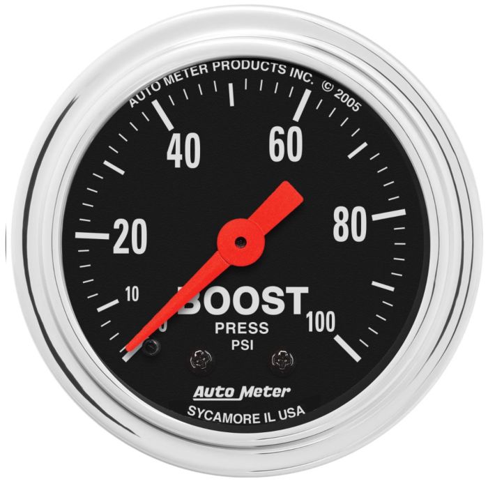 AutoMeter Gauge Boost 2-1/16in. 100 PSI Mechanical Traditional Chrome - 2406