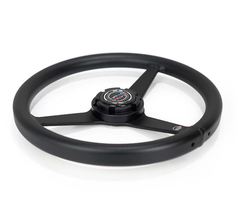 NRG Aluminum Steering Wheel 330mm - Heritage Solid Spoke - Ergonomic Grip - Anadized Black - RST-071-BK - close-up view 2