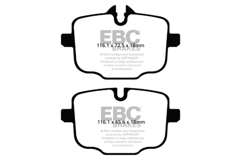 EBC 10+ BMW 535i 3.0 Turbo (F10) Greenstuff Rear Brake Pads - DP22089 for 2011-2023 BMW 5 Series - front view