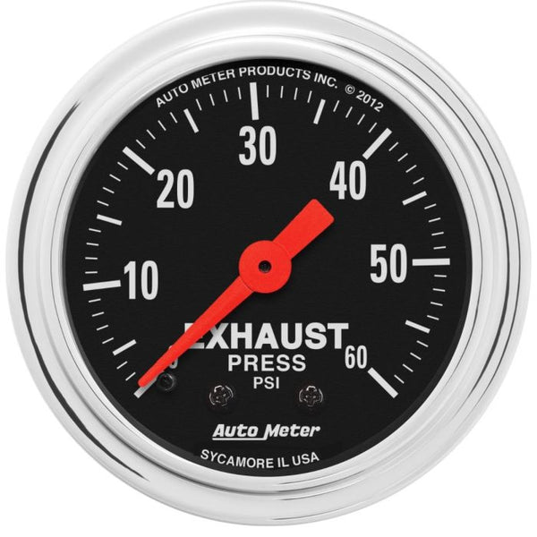 AutoMeter Gauge Exhaust Pressure 2-1/16in. 60 PSI Mechanical Traditional Chrome - 2415