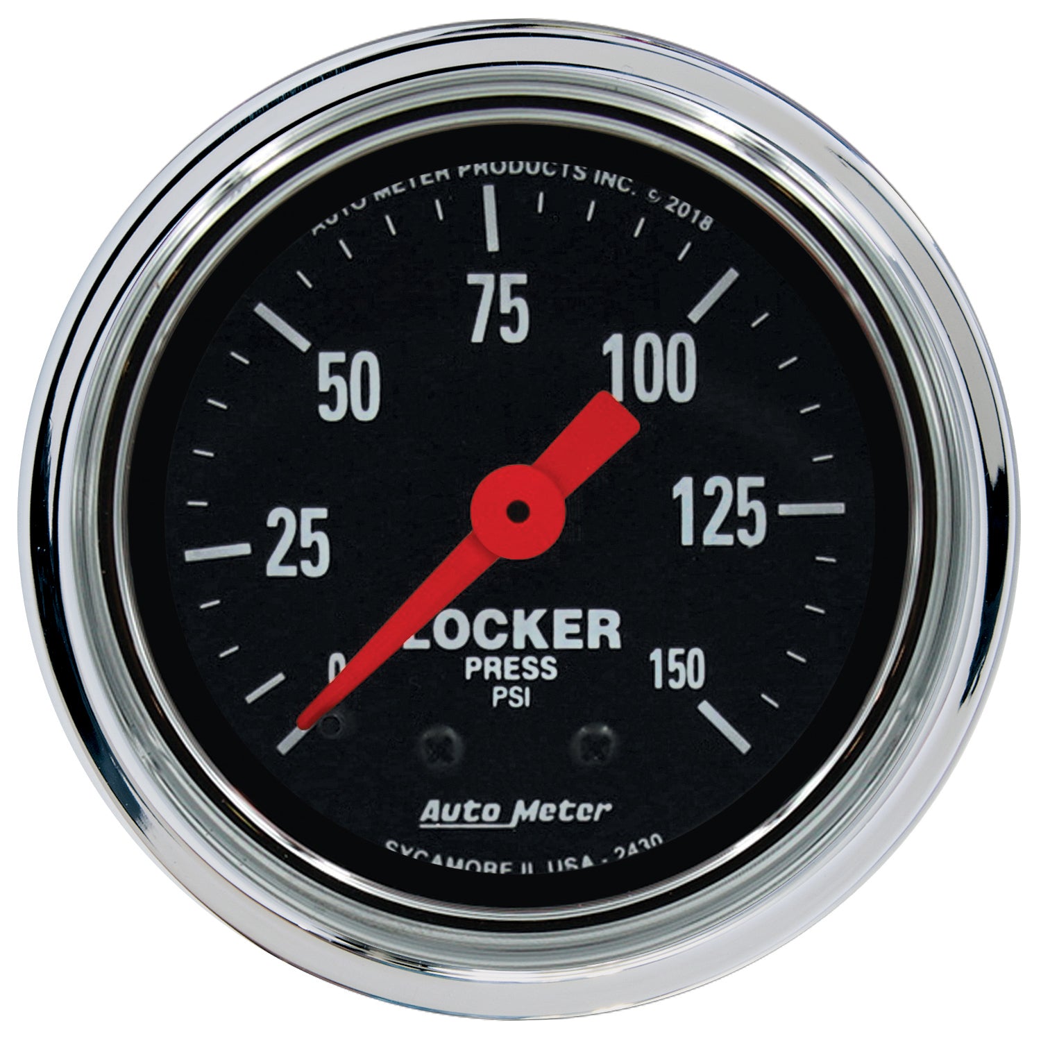 Autometer Traditional Chrome 2-1/16in 150 PSI Mechanical Air Locker Gauge - 2430