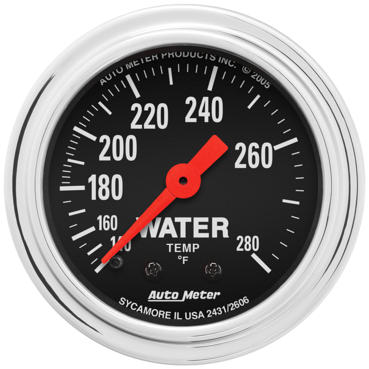 Autometer Traditional Chrome Mechanical Water Temperature 2 1/16in 140-280 F Gauge - 2431