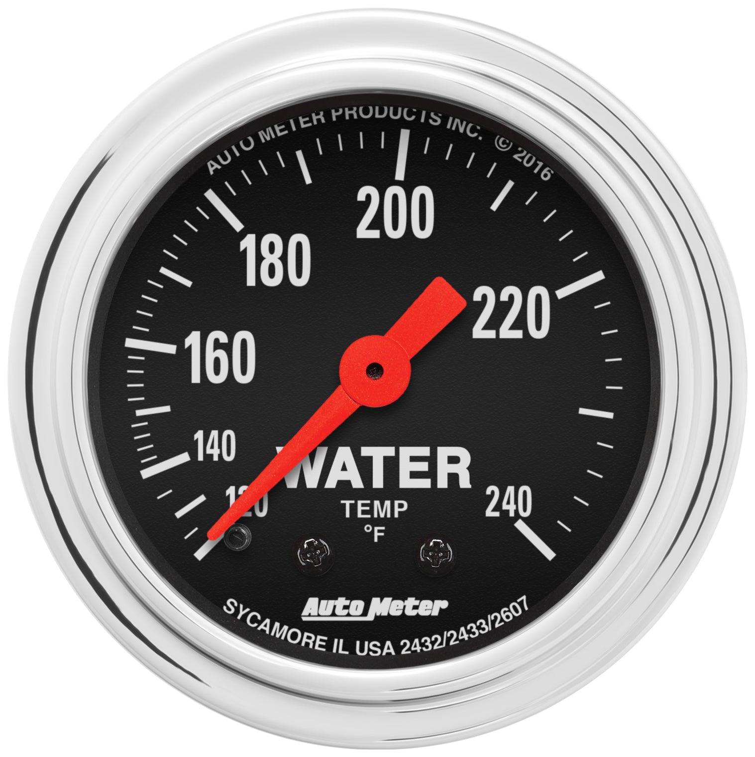 AutoMeter Gauge Water Temp 2-1/16in. 120-240 Deg. F Mechanical Traditional Chrome - 2432
