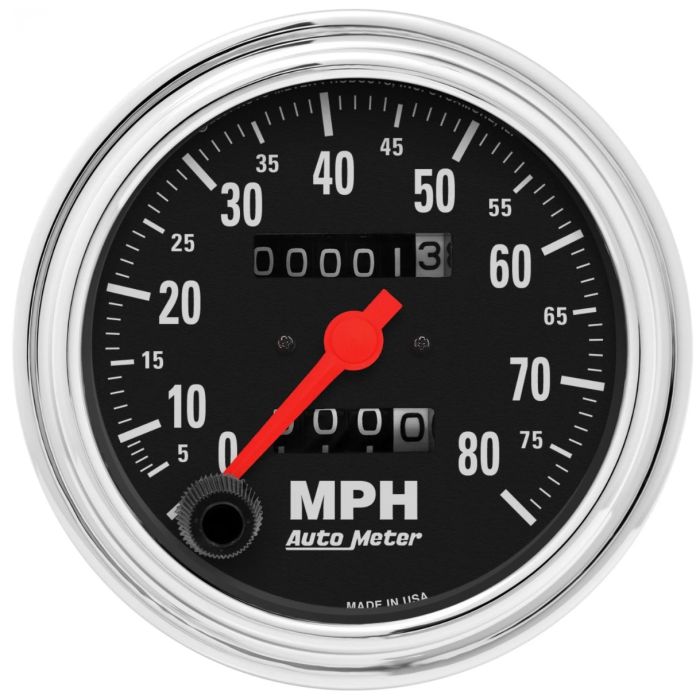 Autometer Traditional Chrome 3-3/8in 80 MPH Mechanical Speedometer - 2490