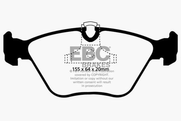 EBC 04-06 BMW X3 2.5 (E83) Greenstuff Front Brake Pads - DP21552 for 2004-2011 BMW X3 - front view
