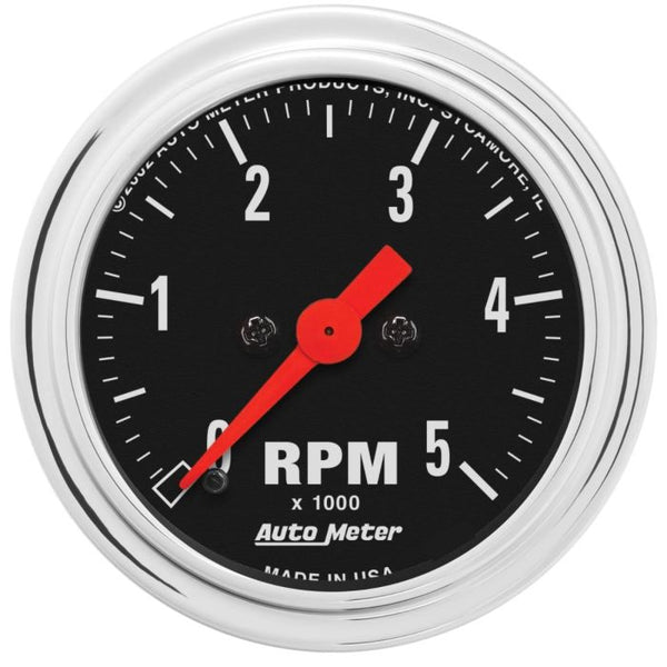 Autometer Traditional Chrome 2-1/16in 5K RPM In-Dash Mechanical Tachometer - 2497