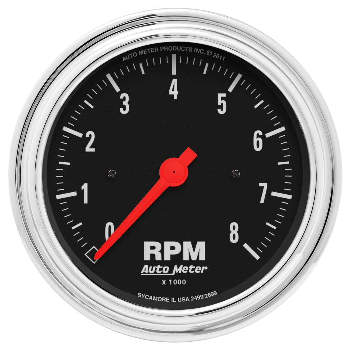 Autometer Traditional Chrome 3-3/8in 8K RPM In Dash Tachometer - 2499