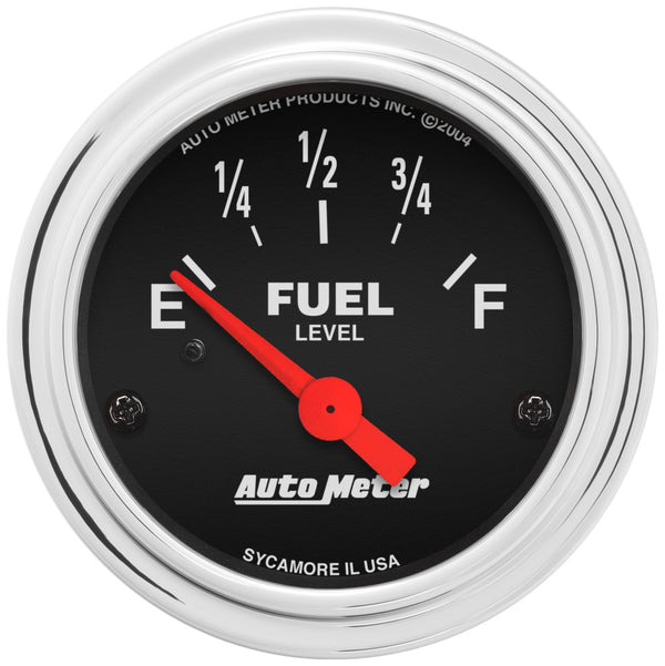 Autometer Traditional Chrome 2-1/16in 33 Ohm - 240 Ohm Full Electrical Fuel Level Gauge - 2516