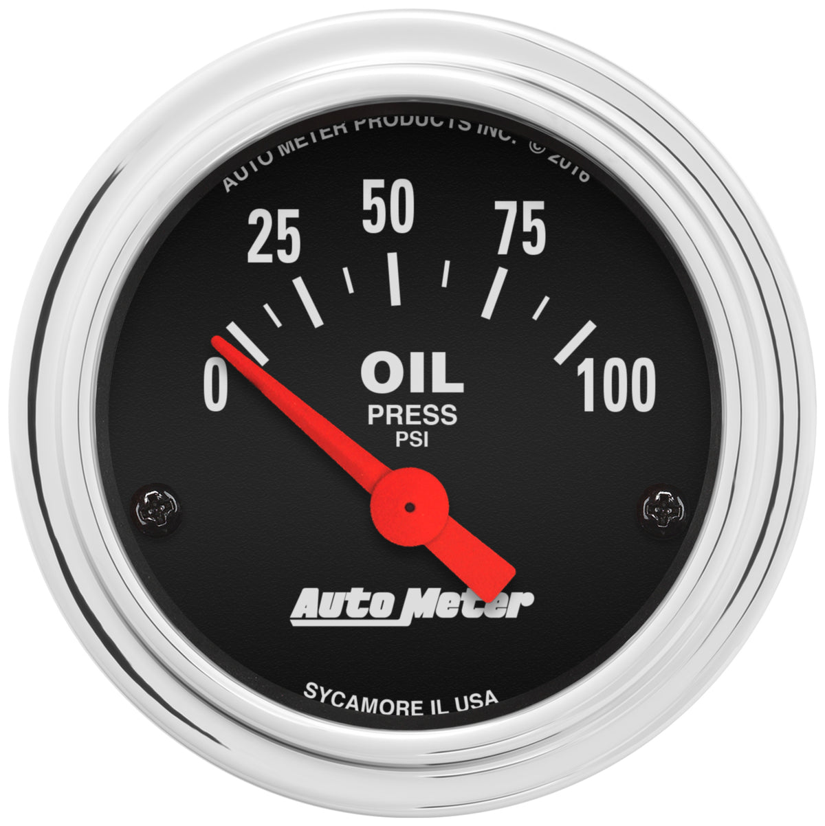 Autometer Traditional Chrome 52mm 0-100 PSI Short Sweep Electricall Oil Pressure Gauge - 2522