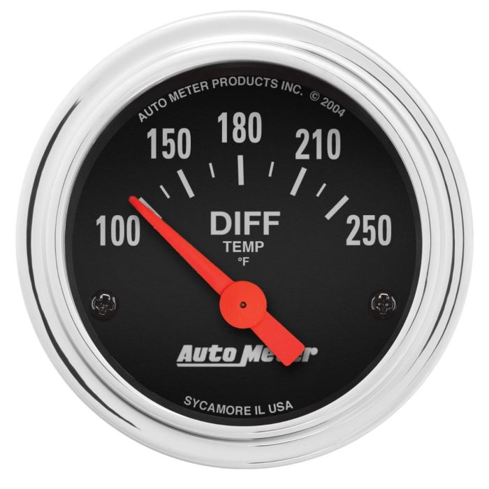 Autometer Traditional Chrome 2-1/16in 100-250 Deg F Electric Differential Temp Gauge - 2534