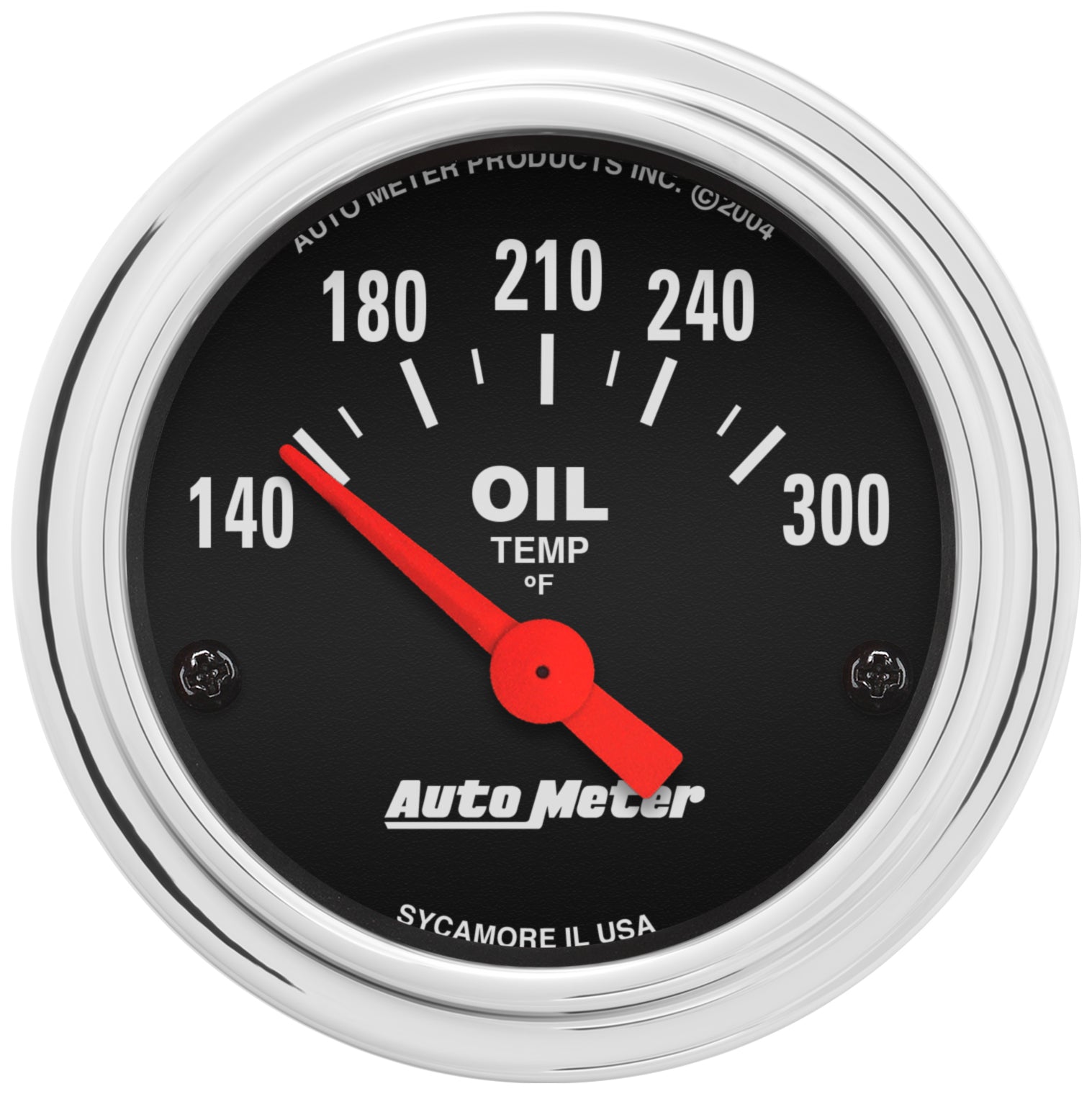 Autometer Traditional Chrome 52mm 140-300 Degree F Short Sweep Electrical Oil Temperature Gauge - 2543