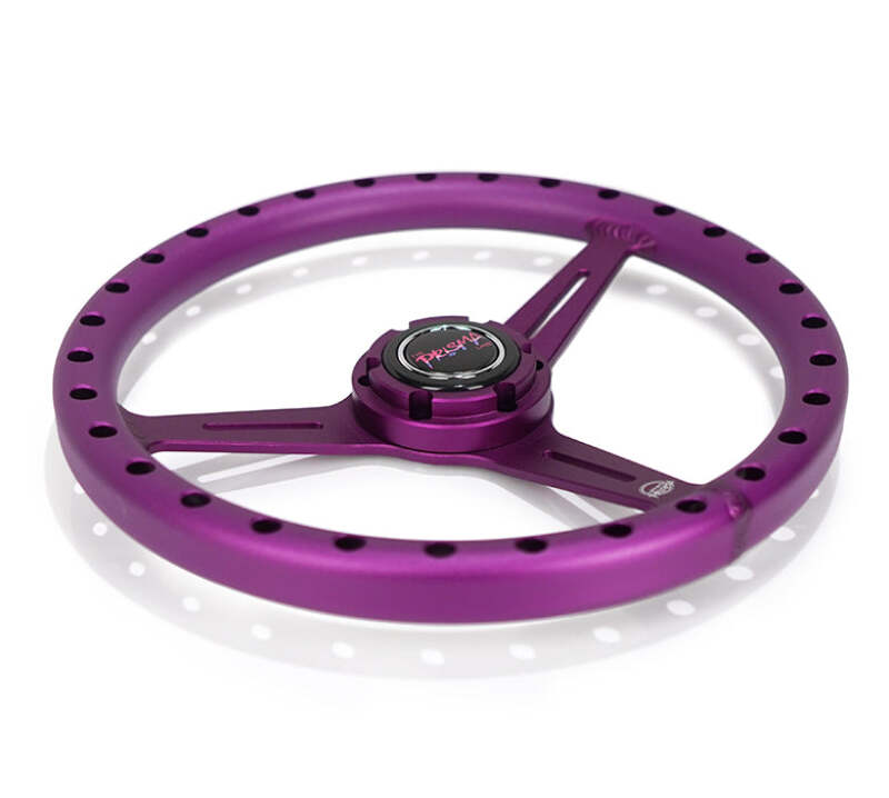 NRG Aluminum Steering Wheel 330mm - Extra Light - Ergonomic Grip - Anadized Purple - RST-072-PP - close-up view